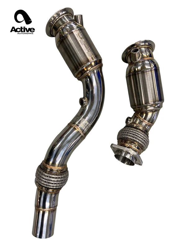 F8X BMW S55 M2C / M3 / M4 Downpipes w Active AFlow Cats